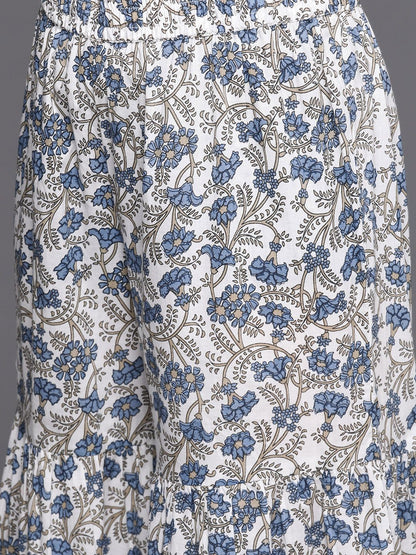 Dhiyona VA Women's White Ethnic Motifs Printed Pure Cotton Kurta with Trousers & With Dupatta