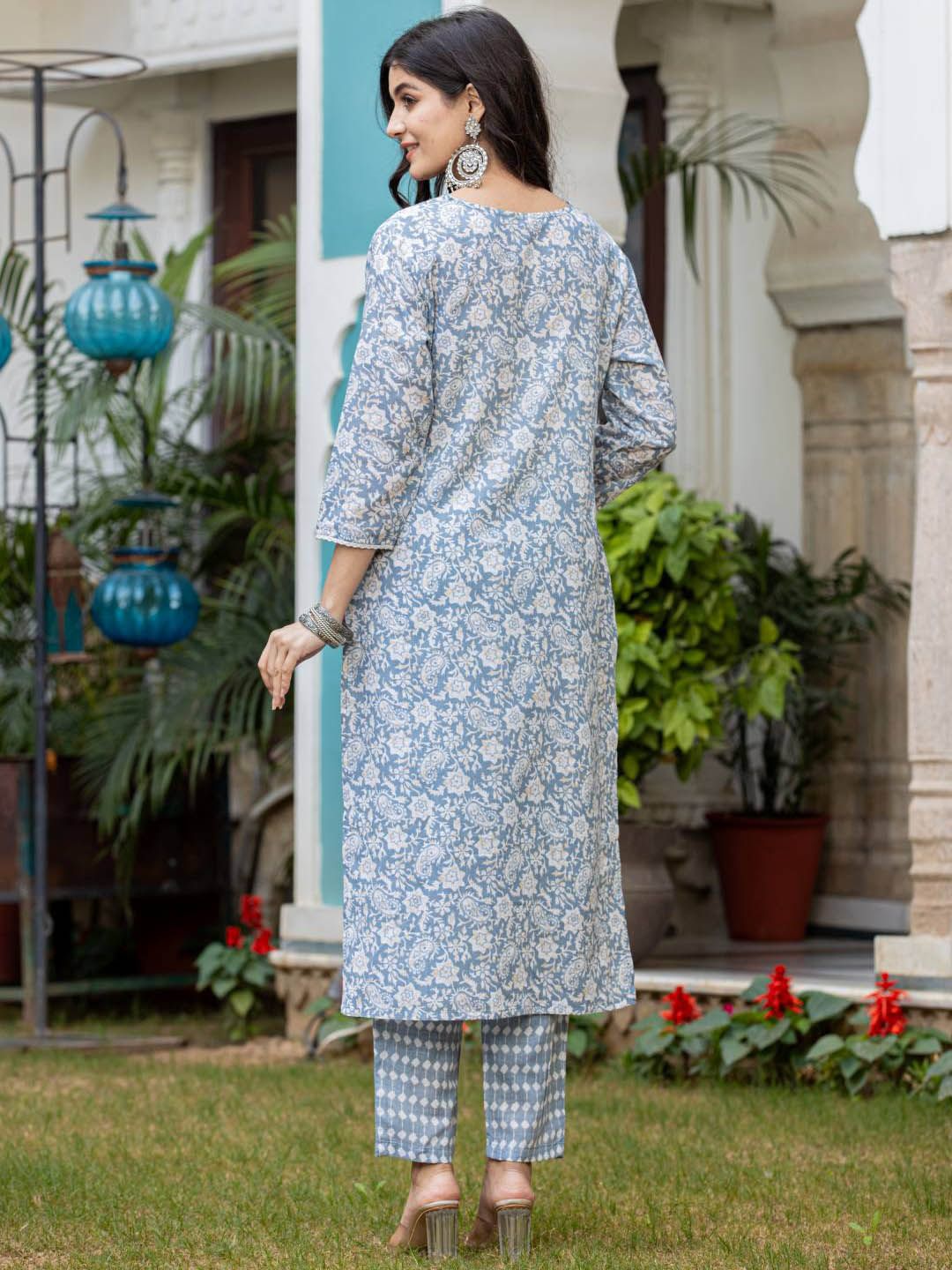 Dhiyona VA Women'sPaisley Printed Regular Kurta with Trouser & Dupatta