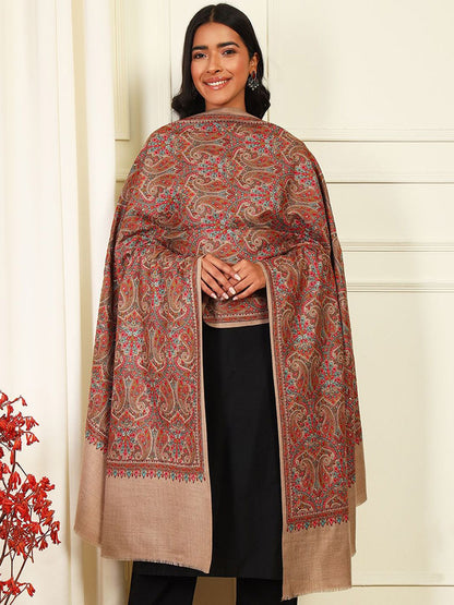 Dhiyona PA Paisley Embroidered Woollen Silk Shawl