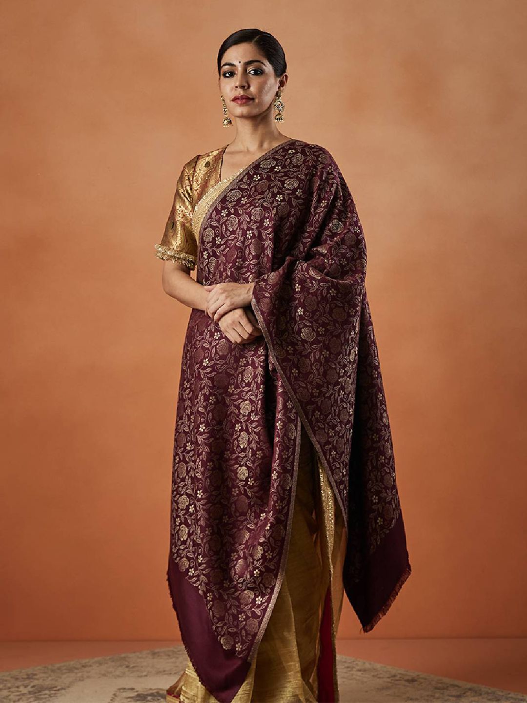 Dhiyona PA Floral Woven Design Fringed Shawl