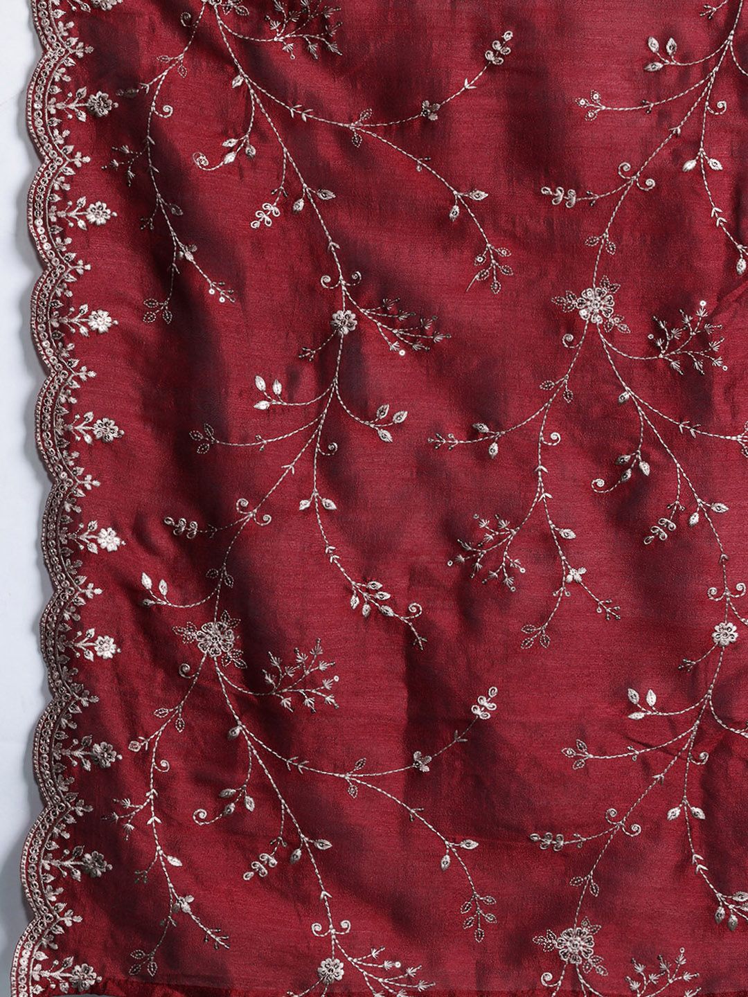 Floral Embroidered Sequinned Kurta with Trousers & With Dupatta