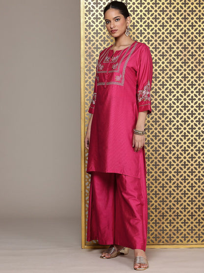 Dhiyona PD Women Floral Embroidered Thread Work Jashn Kurta with Palazzos & Dupatta