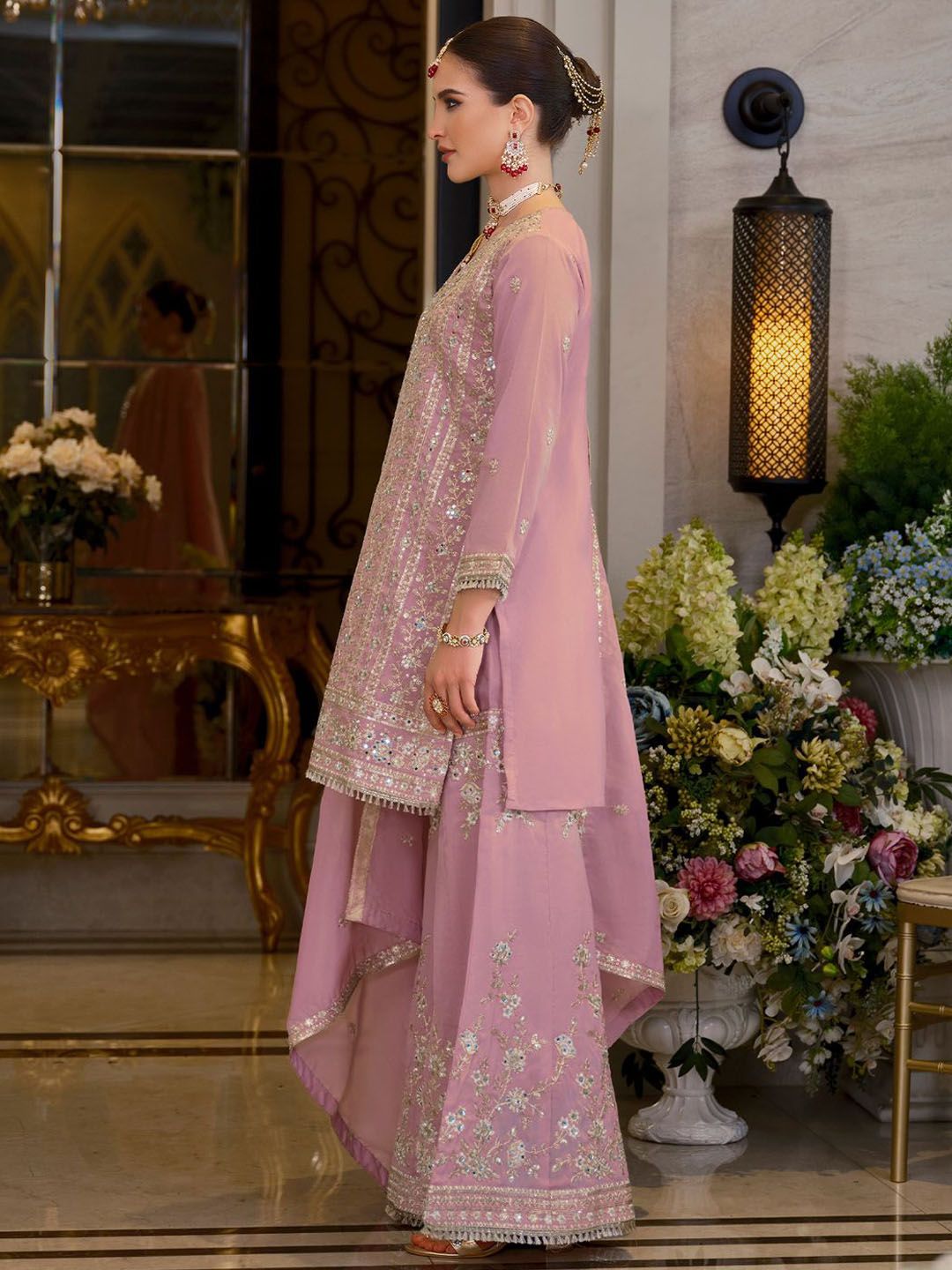 Dhiyona IE Women's Adults-Women Woven Design Embroidered Kurta with Sharara & Dupatta