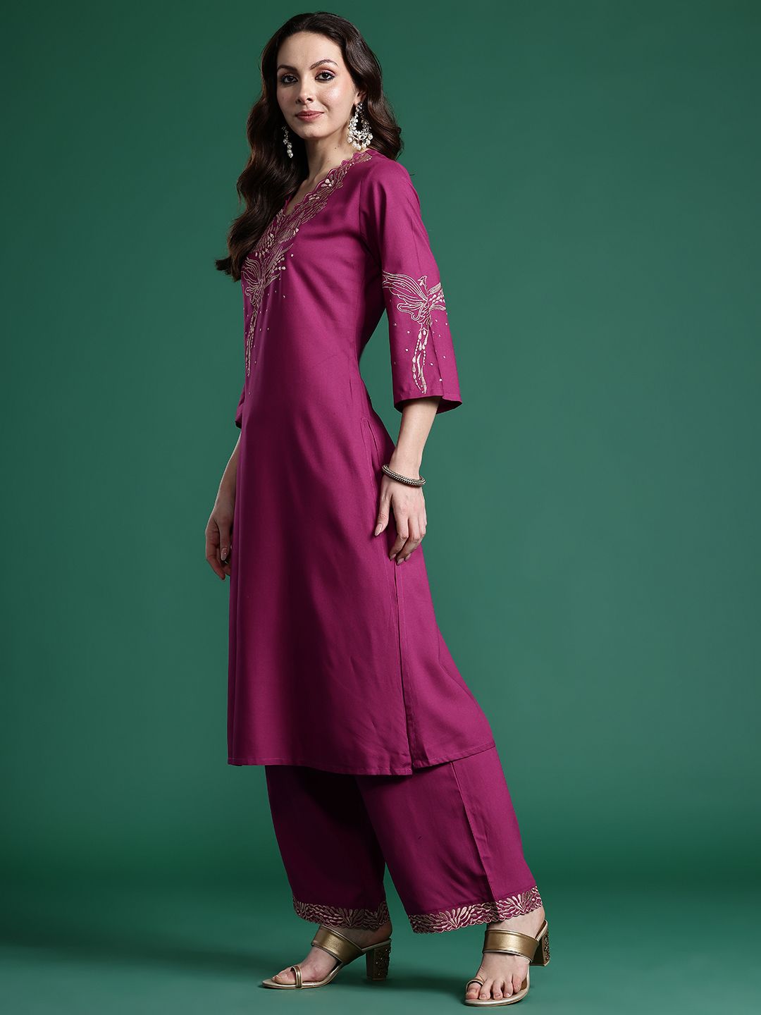 Embroidered Kurta with Trousers