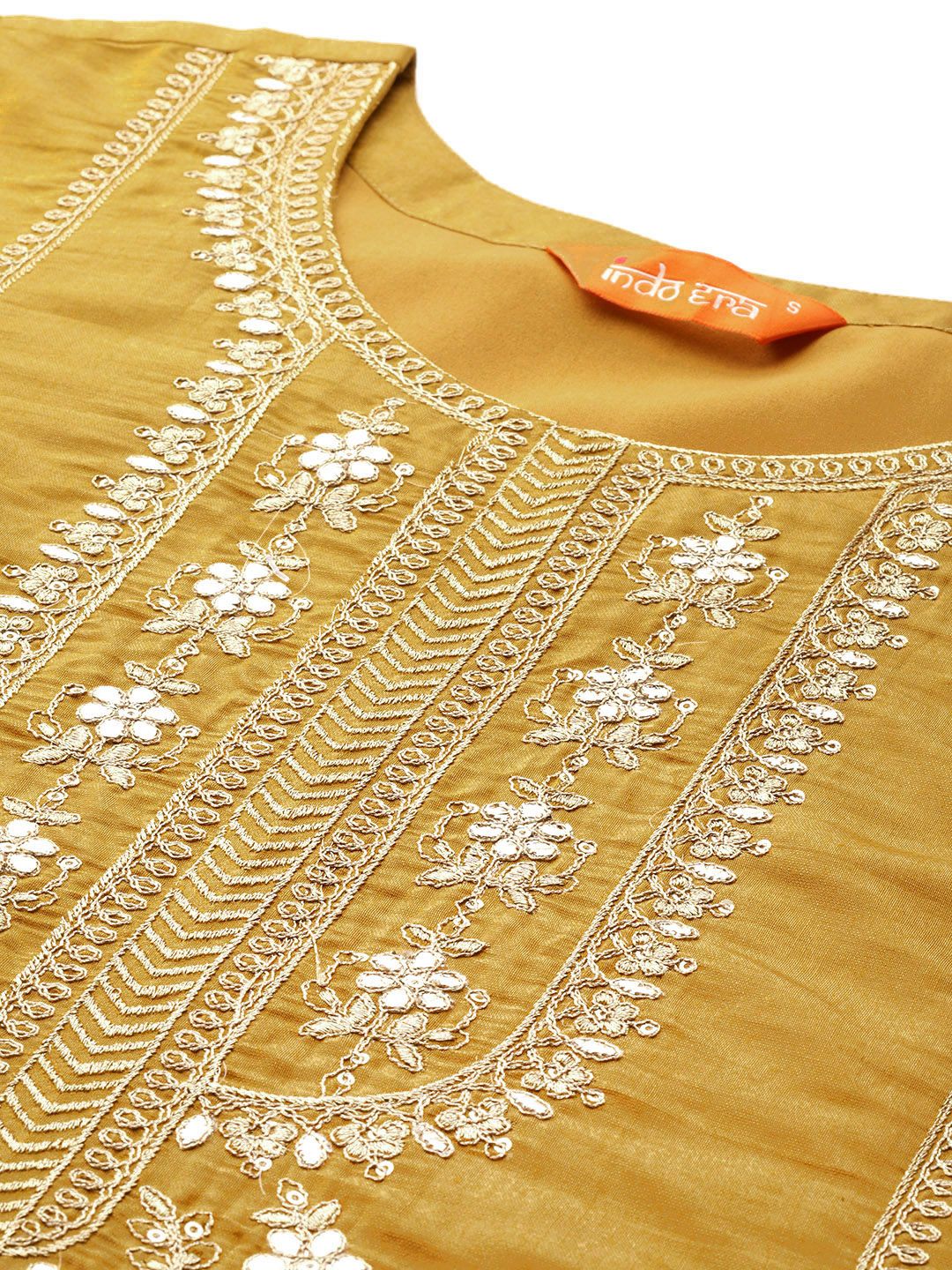 Ethnic Motifs Embroidered Regular Gotta Patti Kurta with Trousers & Dupatta
