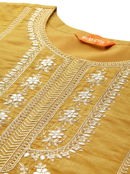 Ethnic Motifs Embroidered Regular Gotta Patti Kurta with Trousers & Dupatta
