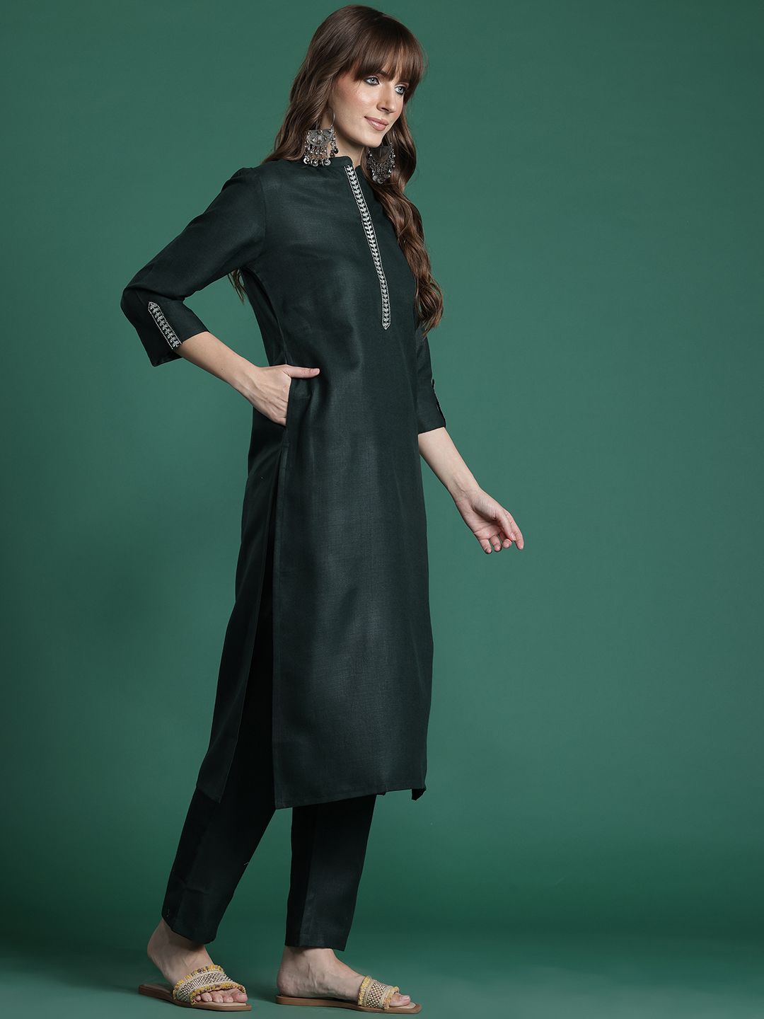 Women Ethnic Motifs Embroidered Kurta with Trousers & Dupatta