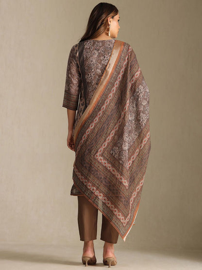 Dhiyona SO Women's Women Ethnic Motifs Printed Regular Beads and Stones Kurta With Trousers & Dupatta