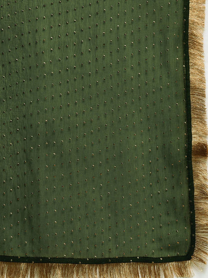 Dhiyona VA Women's Green Ethnic Motifs Yoke Design Kurta with Trousers & With Dupatta