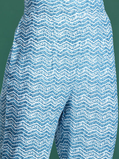 Floral Printed Pure Cotton Kurta with Trousers & Dupatta