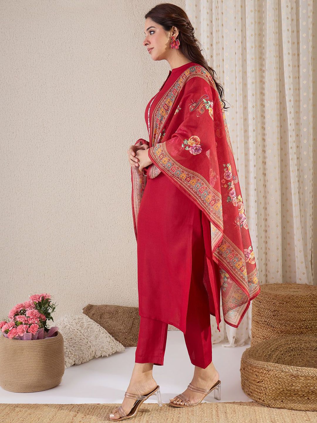 Dhiyona IE Straight Kurta With Trouser & Dupatta