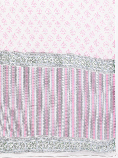 Dhiyona LB Women's Floral Printed Regular Pure Cotton Kurta with Palazzos & Dupatta