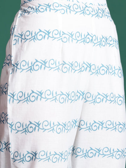 Dhiyona IE Floral Printed Pure Cotton Kurta With Trousers & Dupatta