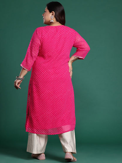 Dhiyona IE Plus Size Ethnic Motifs Embroidered Sequinned Georgette Kurta