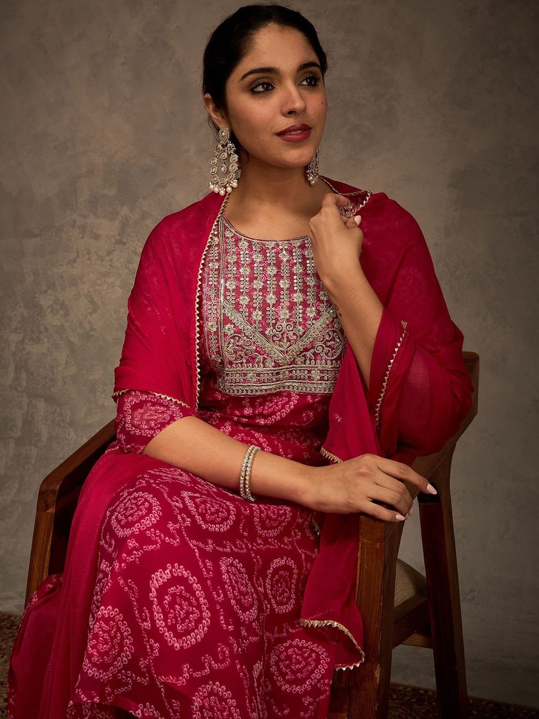 Women Ethnic Motifs Embroidered Kurta with Trousers & Dupatta