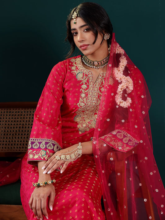 Dhiyona VA Women's Embroidered Regular Kurta with Trousers & With Dupatta