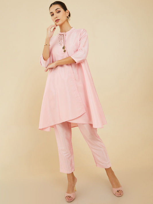 Dhiyona SO Women's Women Pink Kurta with Trousers