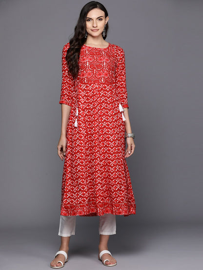 Dhiyona IE Ethnic Motifs Printed Sequinned Detail A-Line Kurta