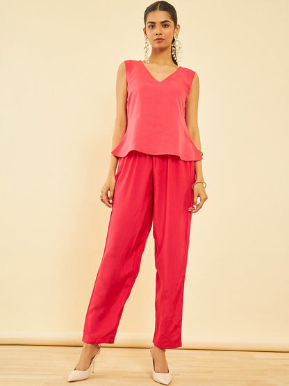 Dhiyona SO Women's Peach Coloured Floral Printed Kaftan Kurta With Inner & Trouser