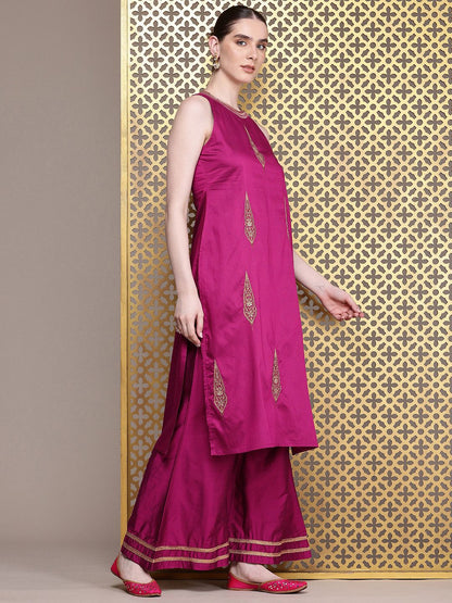 Dhiyona PD Women Jashn Ethnic Motifs Embroidered Zari Work Kurta With Palazzos & Dupatta
