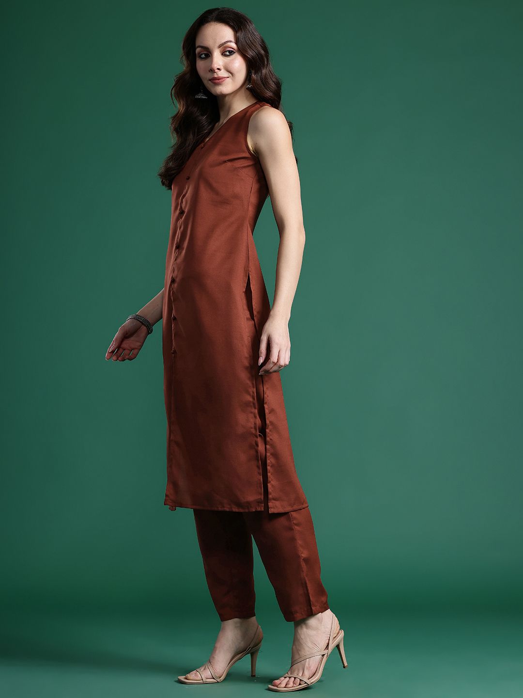 Solid Regular Kurta with Trousers & Dupatta