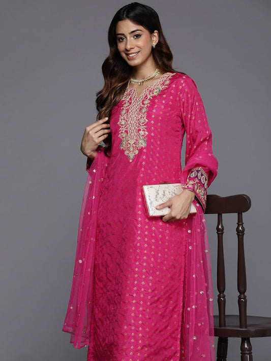 Dhiyona VA Women'sEthnic Motifs Woven Design Sequinned Kurta with Trousers & Dupatta