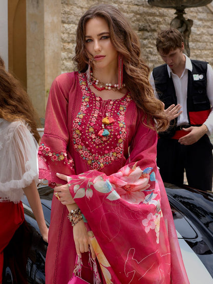 Dhiyona IE Floral Embroidered Kurta With Trousers & Dupatta