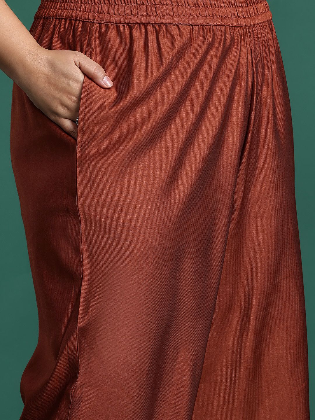 Plus Size Floral Embroidered Sequinned Liva Kurta with Trousers & With Dupatta