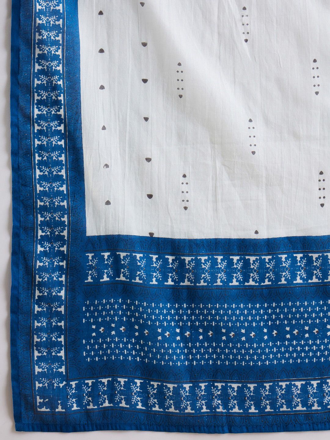 V Neck Ethnic Embroidered Pure Cotton Straight Kurta with Trouser & Dupatta