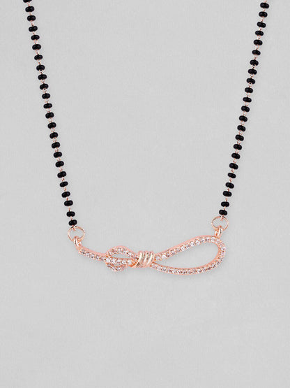 Dhiyona RJ Women's 18K Rose Gold-Plated Black Beaded Infinity Mangalsutra with Cubic Zirconia Accents