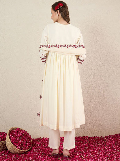 Dhiyona IE Women Ethnic Motifs Embroidered Kurta with Trousers & Dupatta