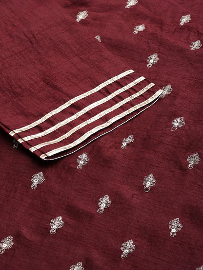 Dhiyona IE Women Maroon & Godlen Embroidered Gotta Patti Kurta with Sharara