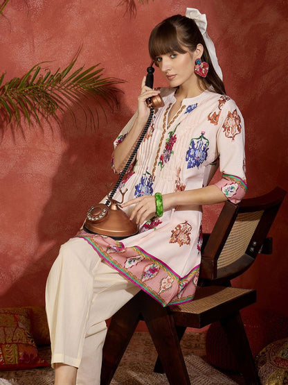 Dhiyona IE Women Floral Printed Regular Pure Cotton Kurta Sets