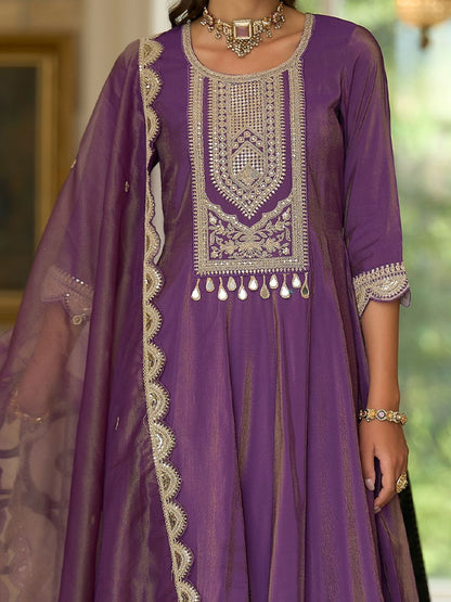 Women Ethnic Motifs Embroidered A-Line Kurta with Palazzos & Dupatta