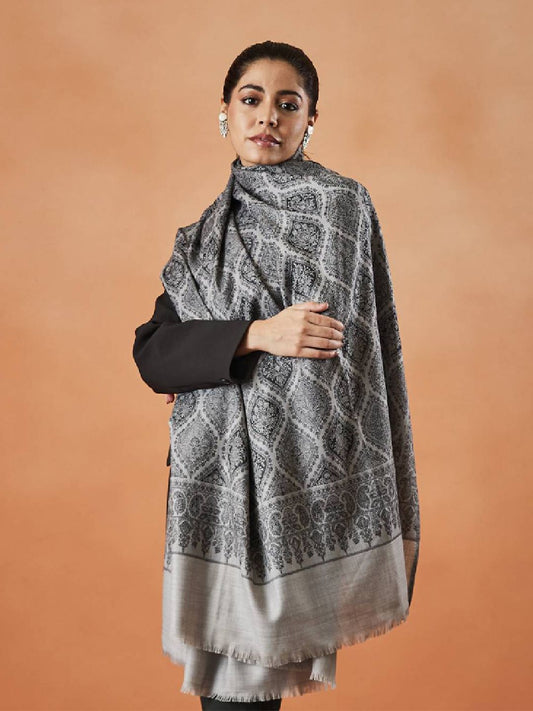 Dhiyona PA Ethnic Motifs Woven Design Woollen Fringed Shawl