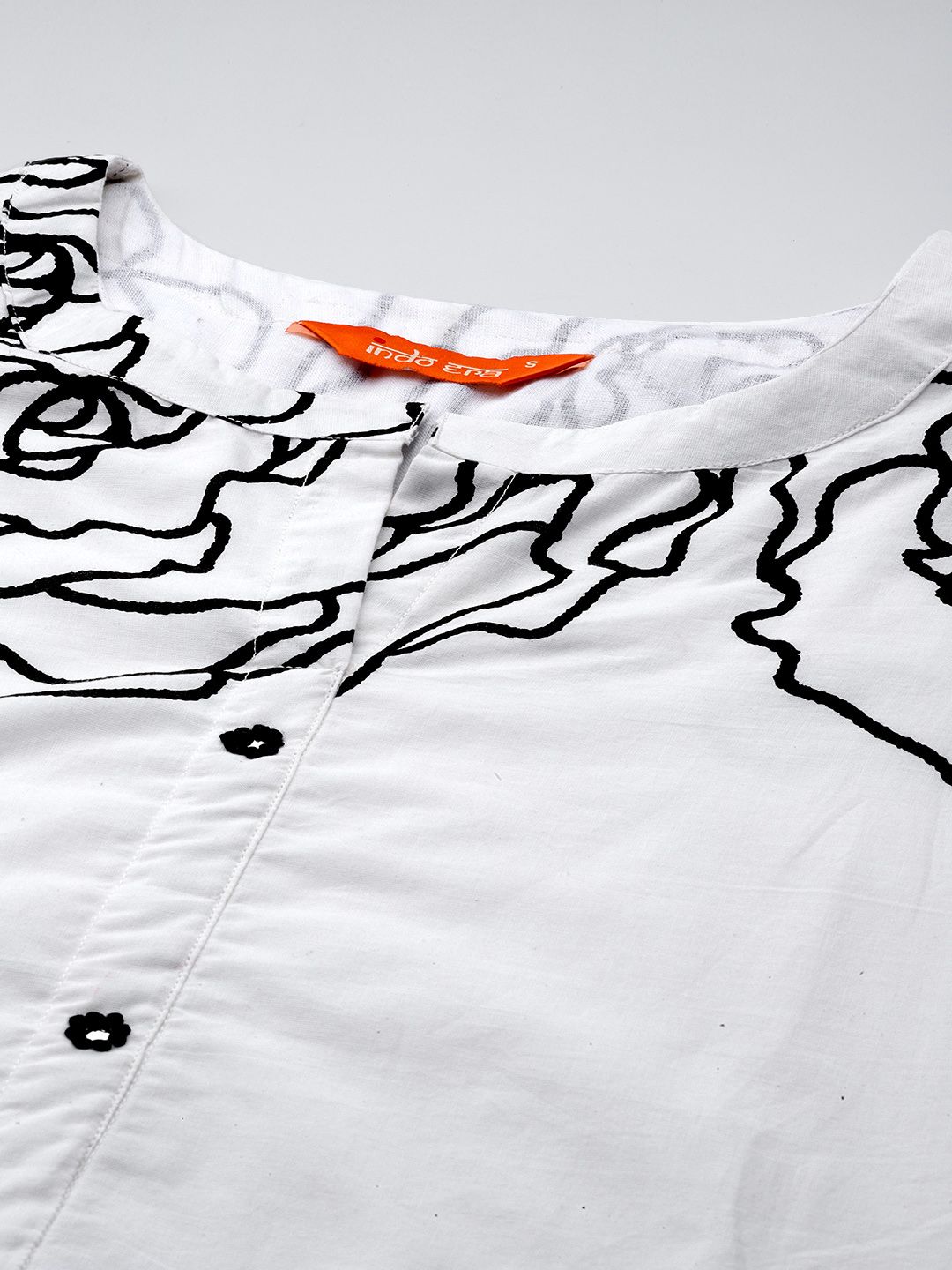 Floral Printed Mirror Work Pure Cotton Kurta with Trousers