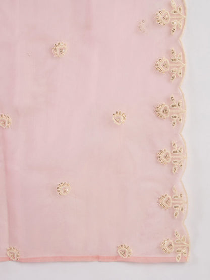 Dhiyona IE Floral Embroidered Thread Work Straight Kurta With Trouser And Dupatta