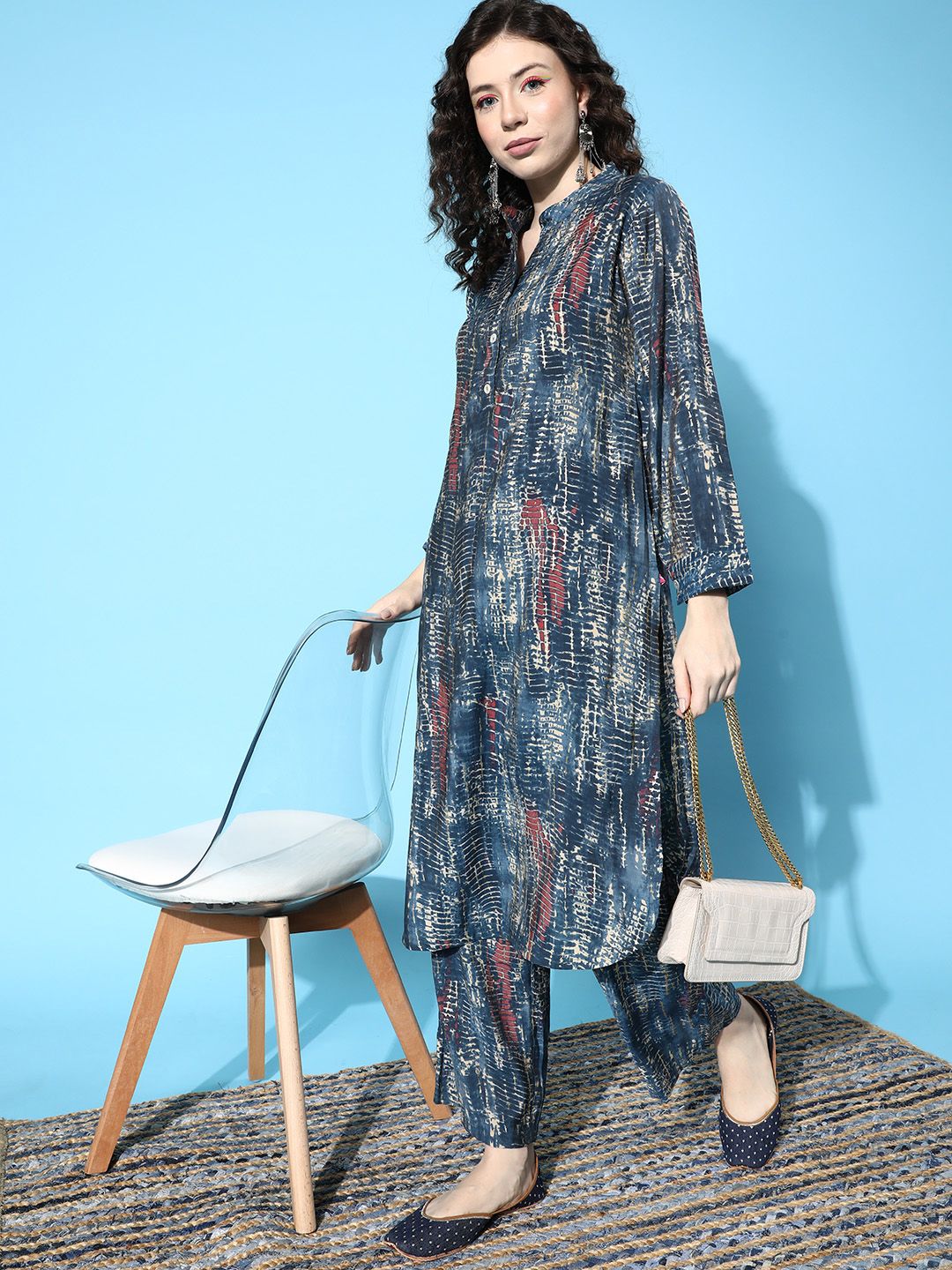 Dhiyona VA Women'sDyed Regular Kurta with Trousers