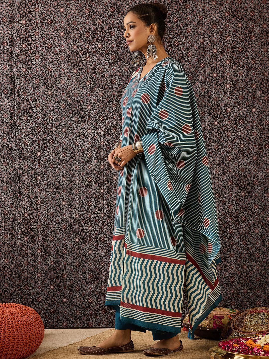 Women Printed Regular Pure Cotton Kurta with Trousers & With Dupatta
