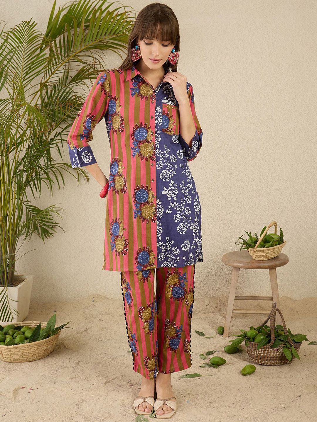 Dhiyona IE Printed Pure Cotton Kurta & Trouser Co-Ords