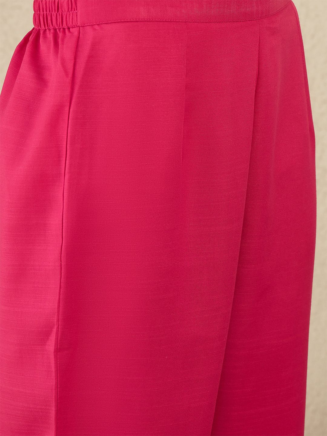 Pink Solid A-Line Kurta Trousers Set
