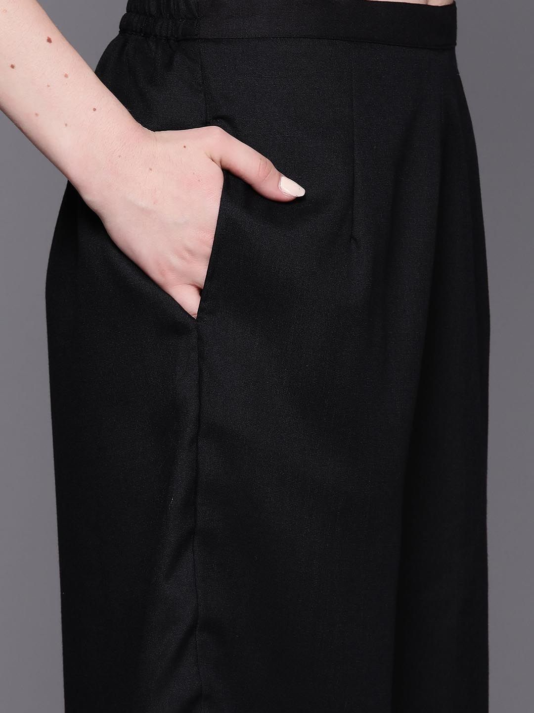 Floral Embroidered Pure Cotton Straight Kurta With Palazzos & Dupatta