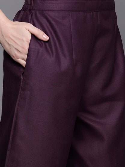 Dhiyona IE Women Purple Yoke Design Kurta with Palazzos & With Dupatta