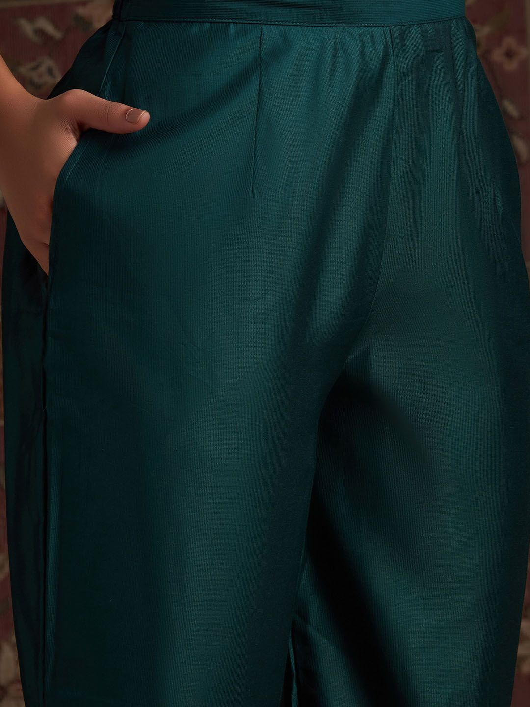 Yoke Design Sequinned Kurta & Trousers With Dupatta