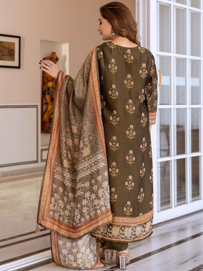 Dhiyona IS Women's Women Ethnic Motifs Printed Regular Kurta with Trousers & With Dupatta