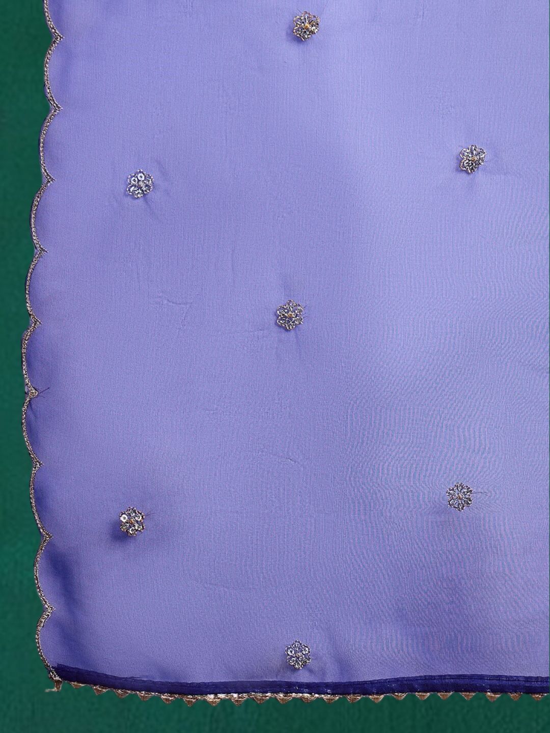 Dhiyona SN Women's Blue Floral Embroidered Sequinned V-Neck A-Line Kurta With Palazzo & Dupatta