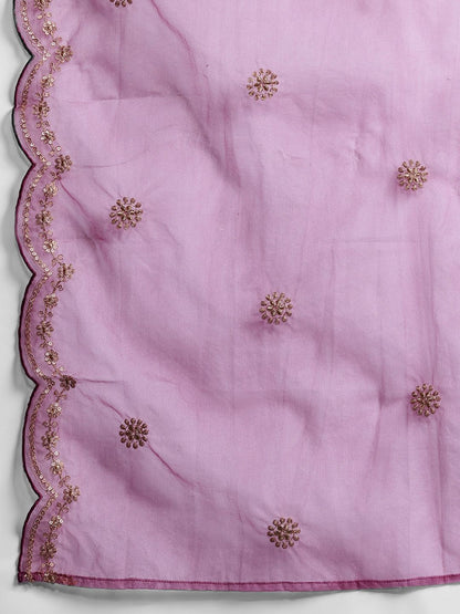 Dhiyona IE Plus Size Ethnic Motifs Embroidered Sequinned Kurta with Trousers & With Dupatta