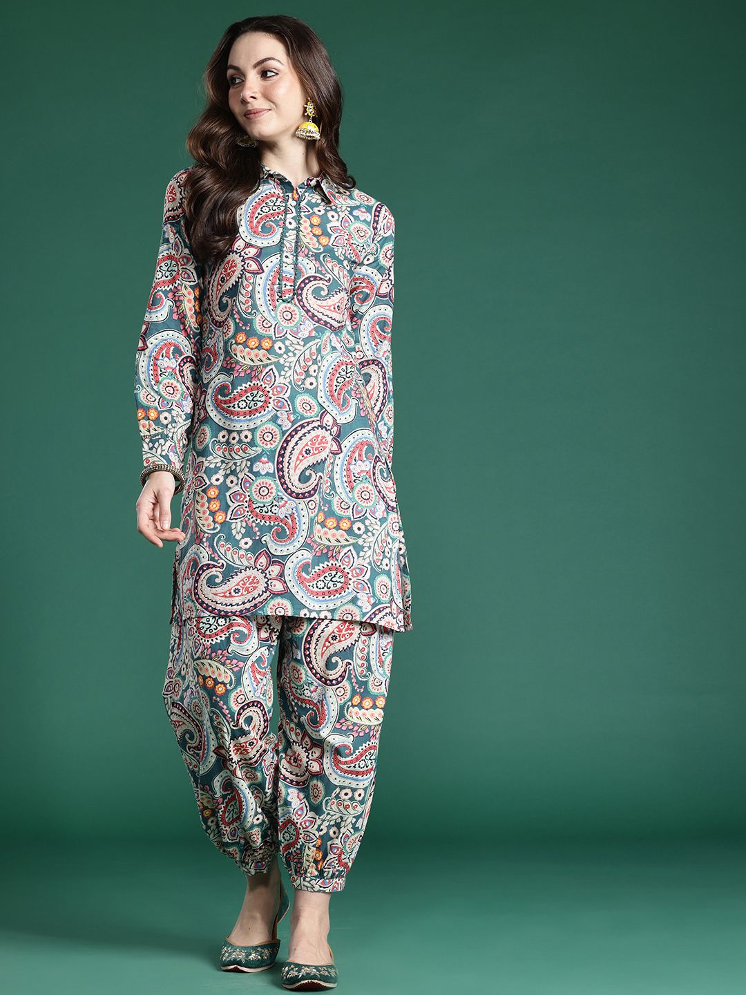 Dhiyona IE Paisley Printed Pure Cotton Kurta with Salwar