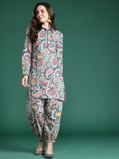 Dhiyona IE Paisley Printed Pure Cotton Kurta with Salwar
