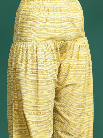 Ethnic Motifs Printed Pure Cotton Kurta with Salwar & With Dupatta